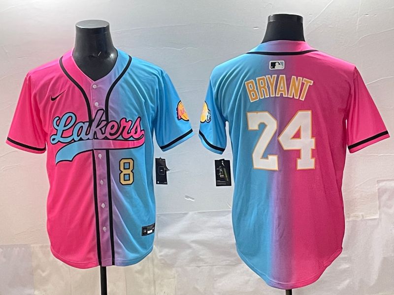 Men 2025 Los Angeles Lakers #24 Bryant Blue pink Nike NBA Jersey style 03->los angeles lakers->NBA Jersey